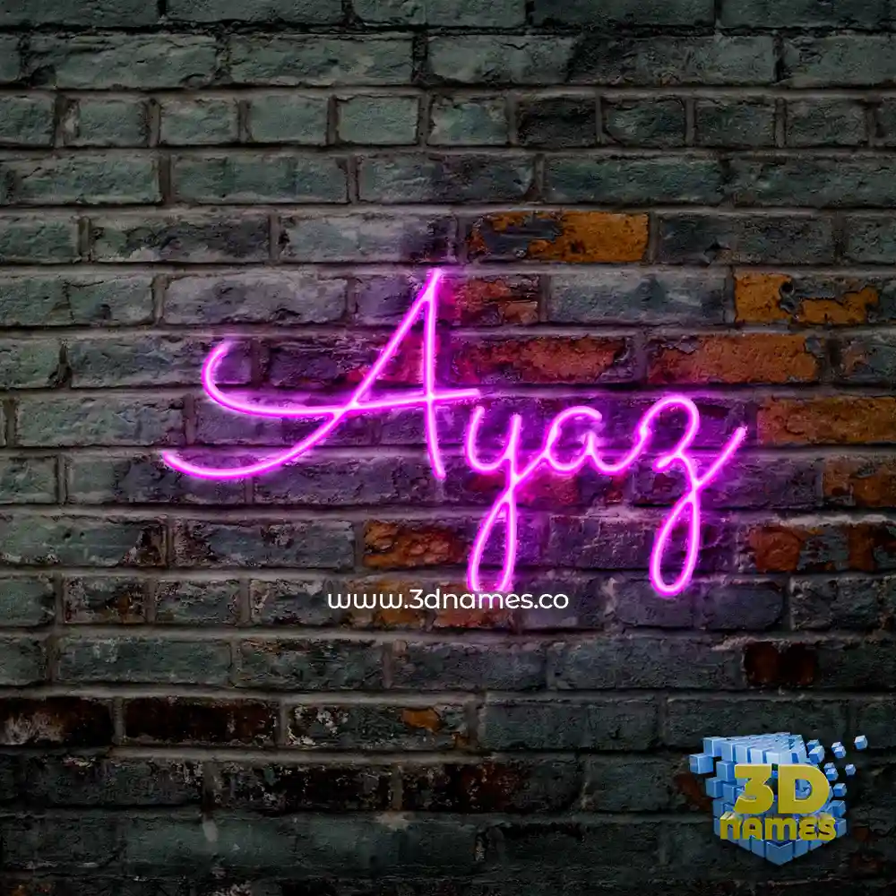 ayaz in Pink Neon style - 3D name wallpaper