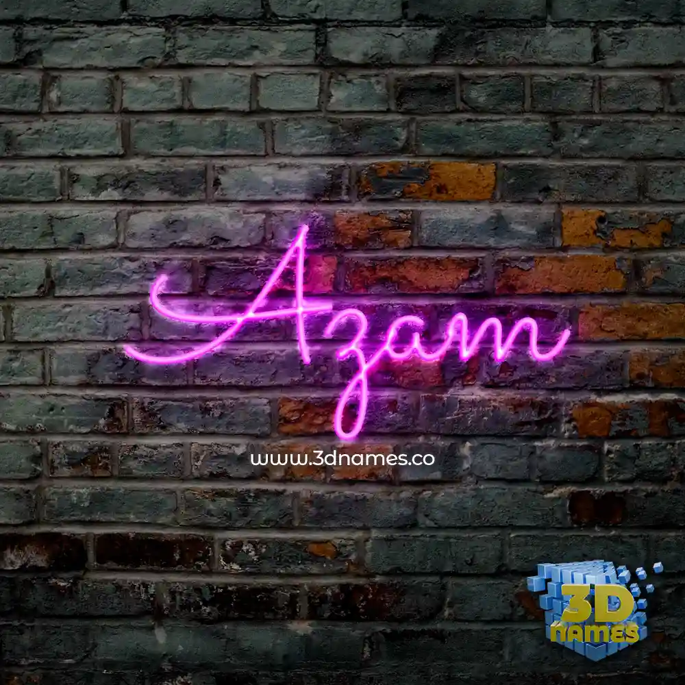 azam in Pink Neon style - 3D name wallpaper