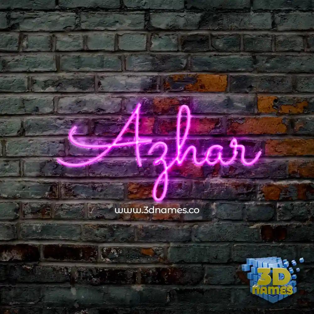 azhar in Pink Neon style - 3D name wallpaper