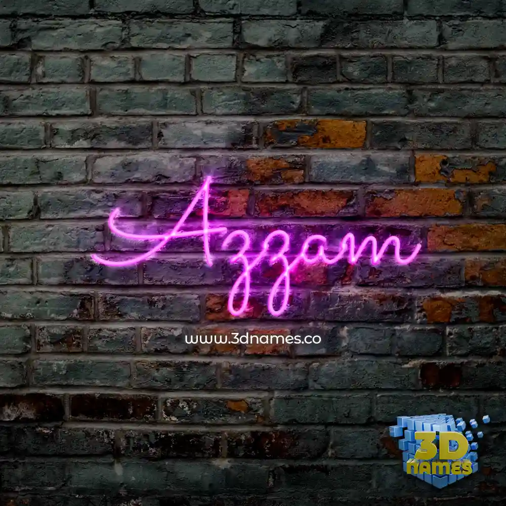 azzam in Pink Neon style - 3D name wallpaper