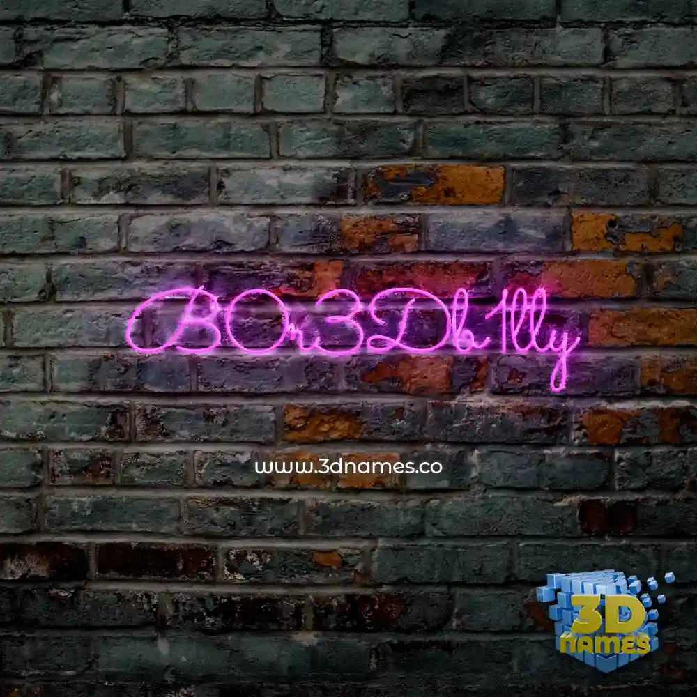 b0r3db1lly in Pink Neon style - 3D name wallpaper