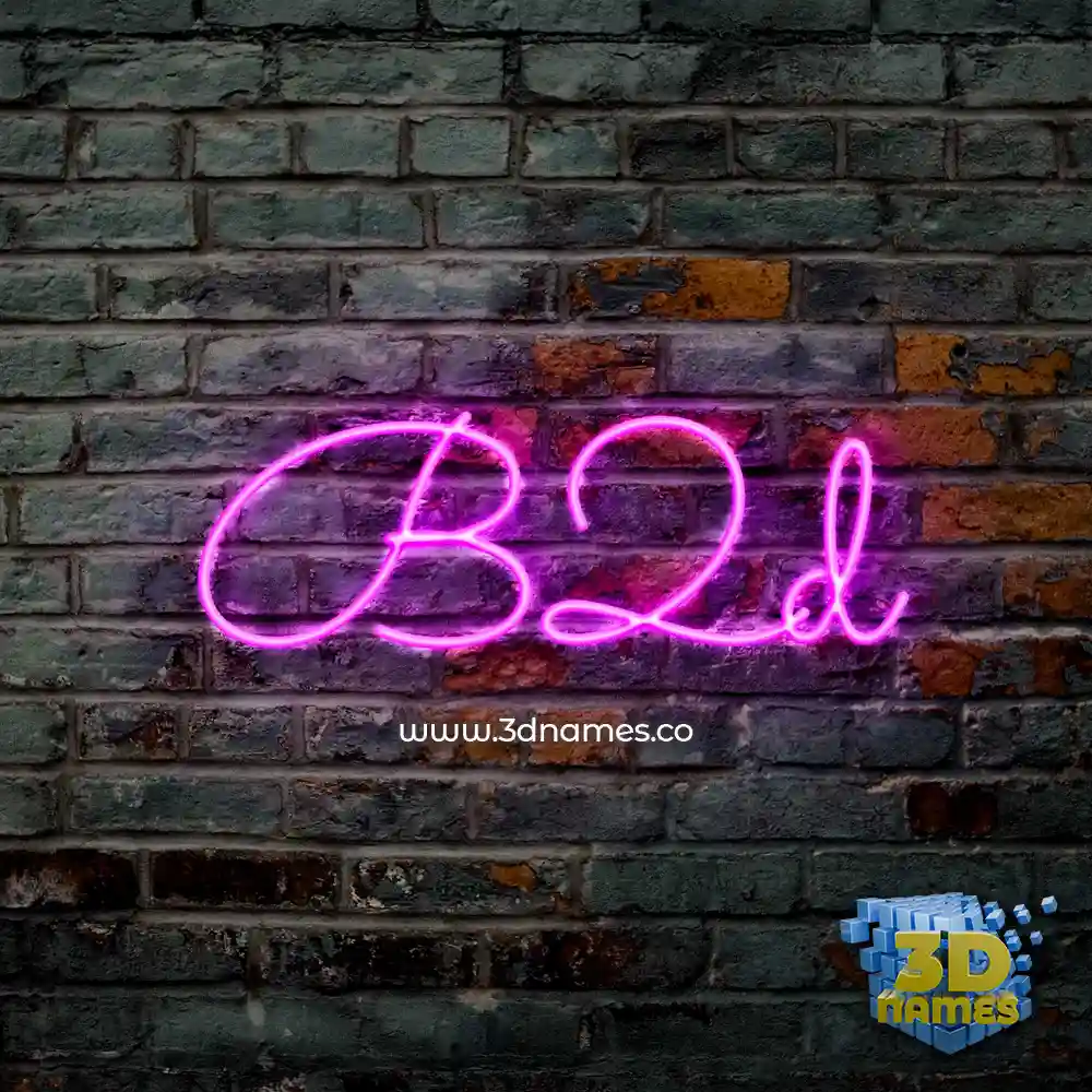 b2d in Pink Neon style - 3D name wallpaper