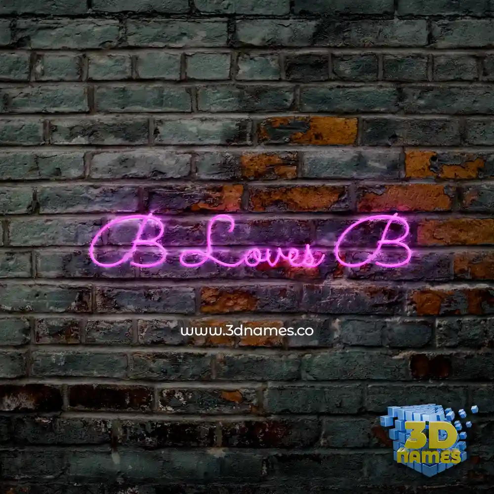 b loves b in Pink Neon style - 3D name wallpaper