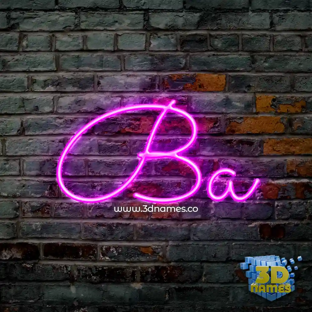 ba in Pink Neon style - 3D name wallpaper