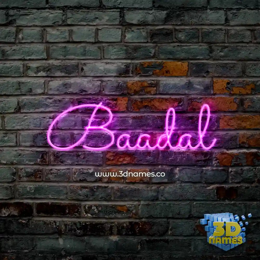 baadal in Pink Neon style - 3D name wallpaper