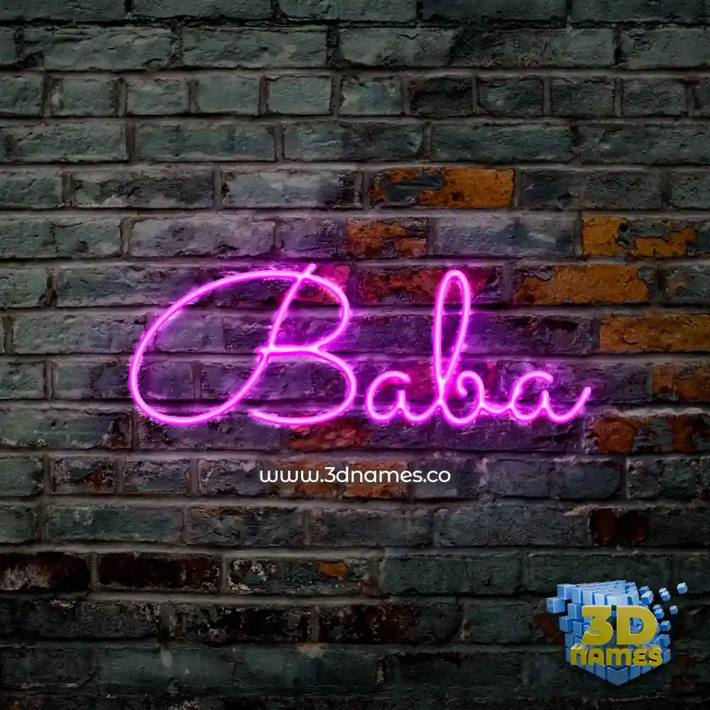 baba in Pink Neon style - 3D name wallpaper