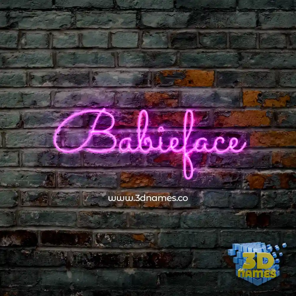 babieface in Pink Neon style - 3D name wallpaper