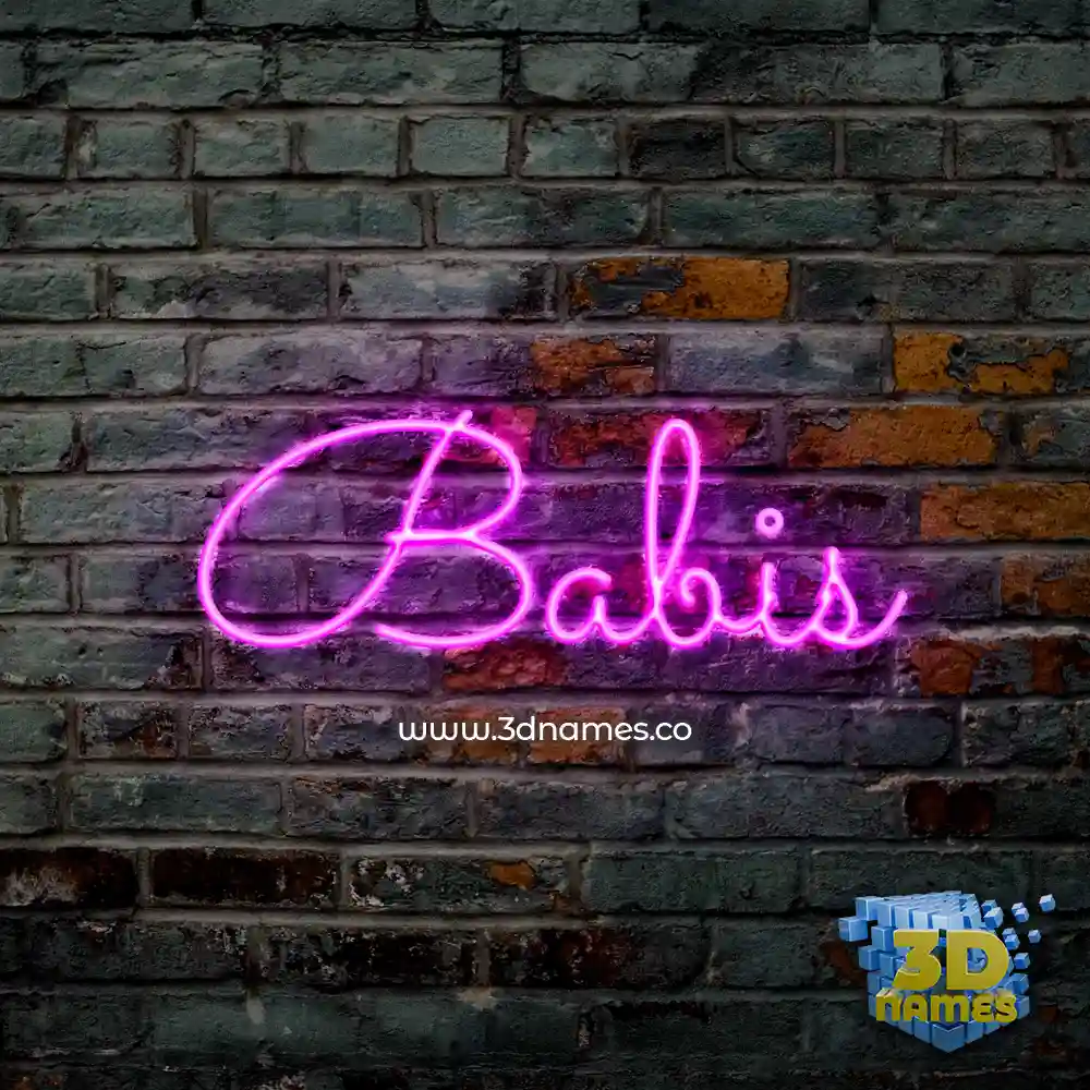 babis in Pink Neon style - 3D name wallpaper