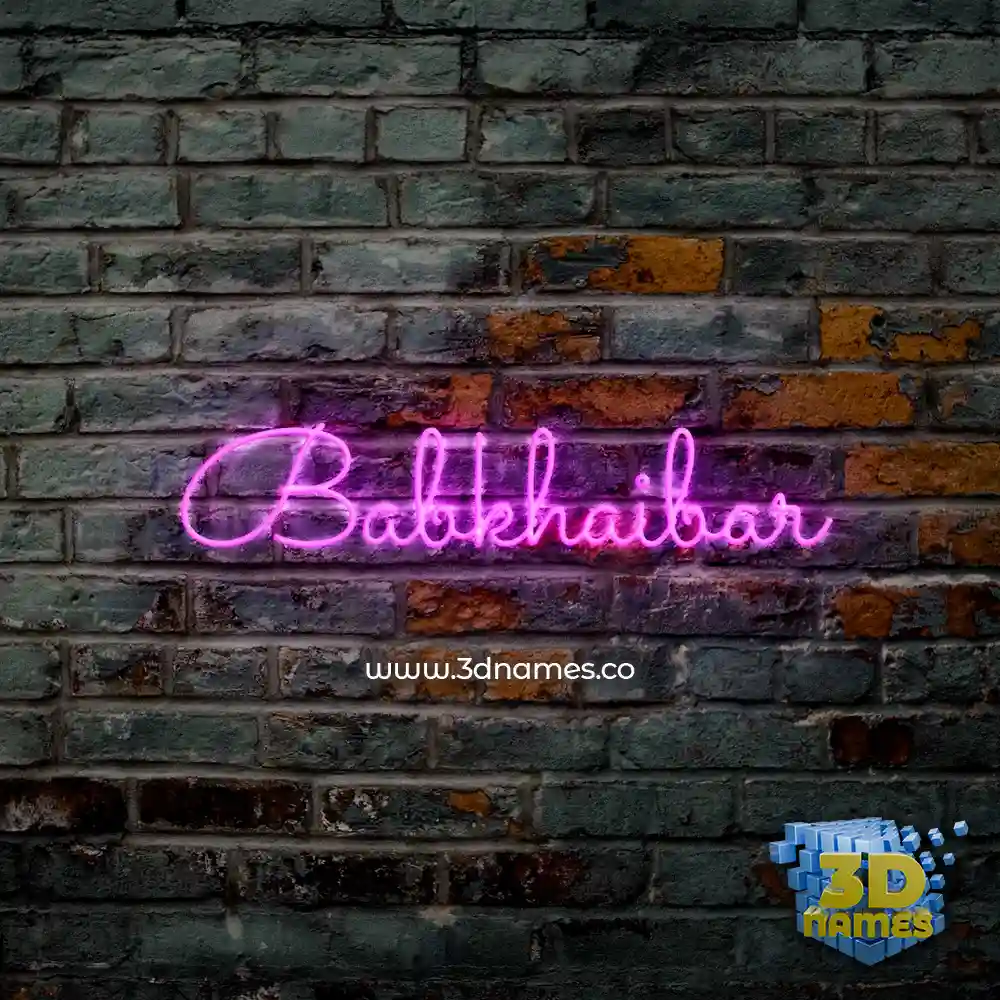 babkhaibar in Pink Neon style - 3D name wallpaper