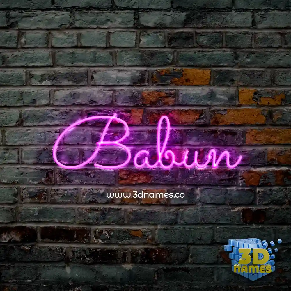 babun in Pink Neon style - 3D name wallpaper