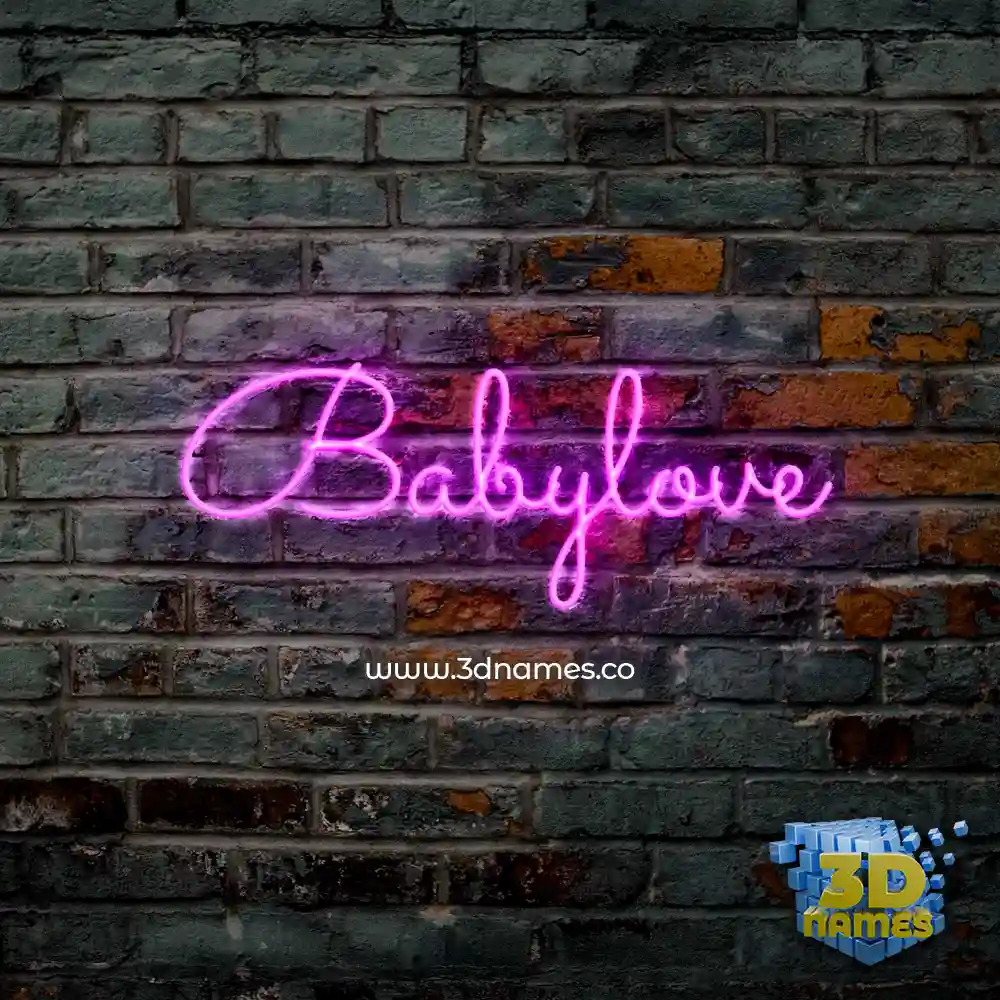 babylove in Pink Neon style - 3D name wallpaper
