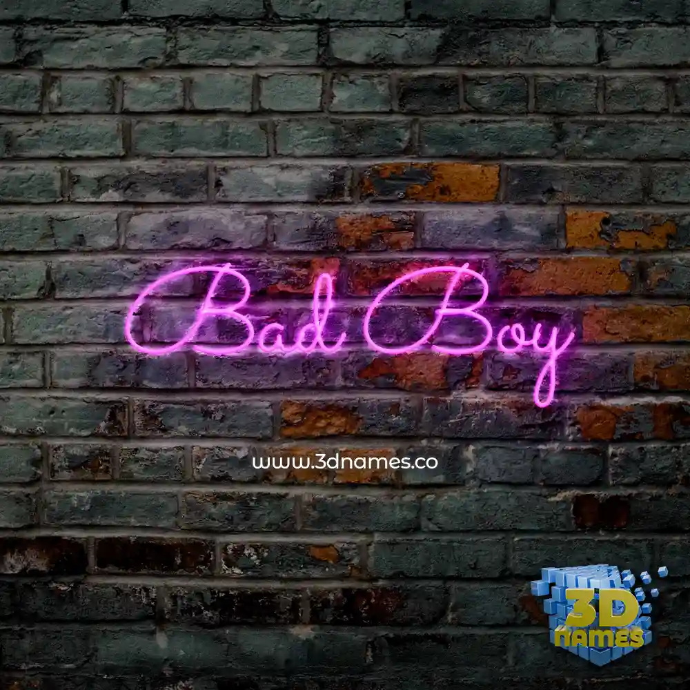 bad boy in Pink Neon style - 3D name wallpaper