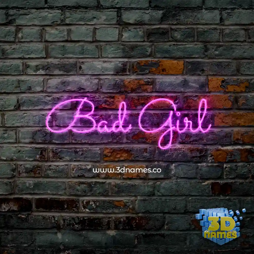 bad girl in Pink Neon style - 3D name wallpaper
