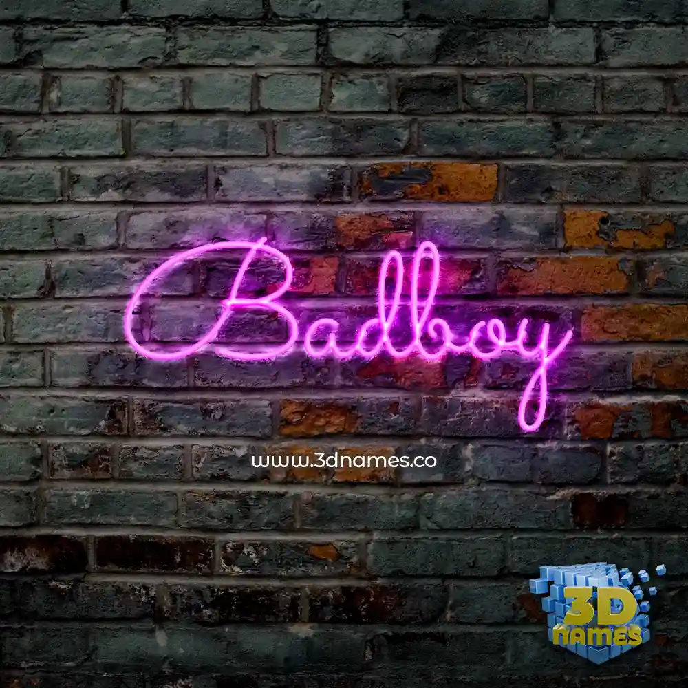 badboy in Pink Neon style - 3D name wallpaper
