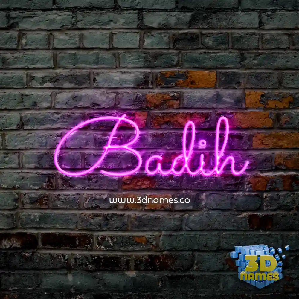 badih in Pink Neon style - 3D name wallpaper
