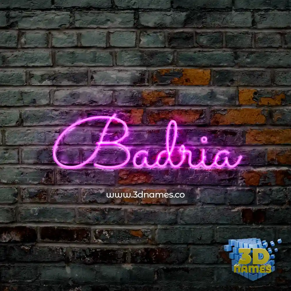 badria in Pink Neon style - 3D name wallpaper