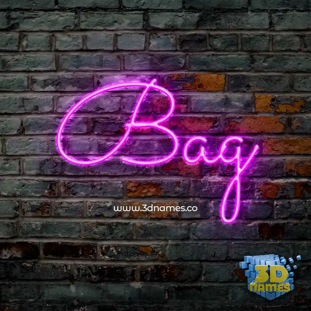 bag in Pink Neon style - 3D name wallpaper