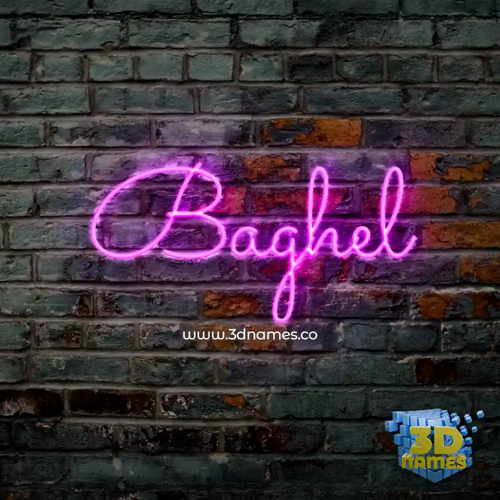 baghel in Pink Neon style - 3D name wallpaper