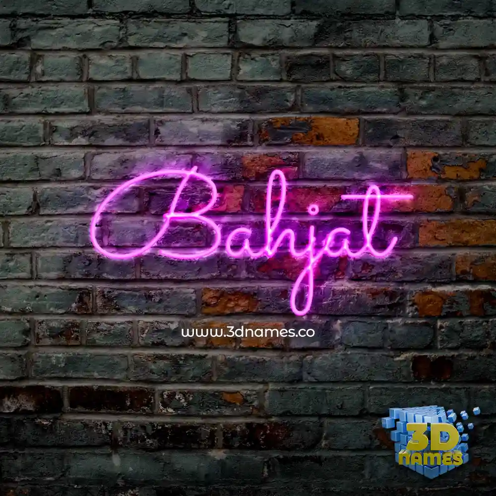 bahjat in Pink Neon style - 3D name wallpaper