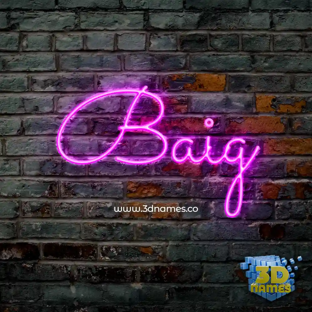 baig in Pink Neon style - 3D name wallpaper
