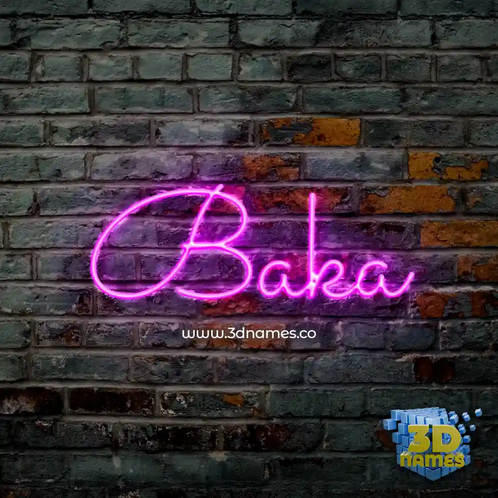 baka in Pink Neon style - 3D name wallpaper