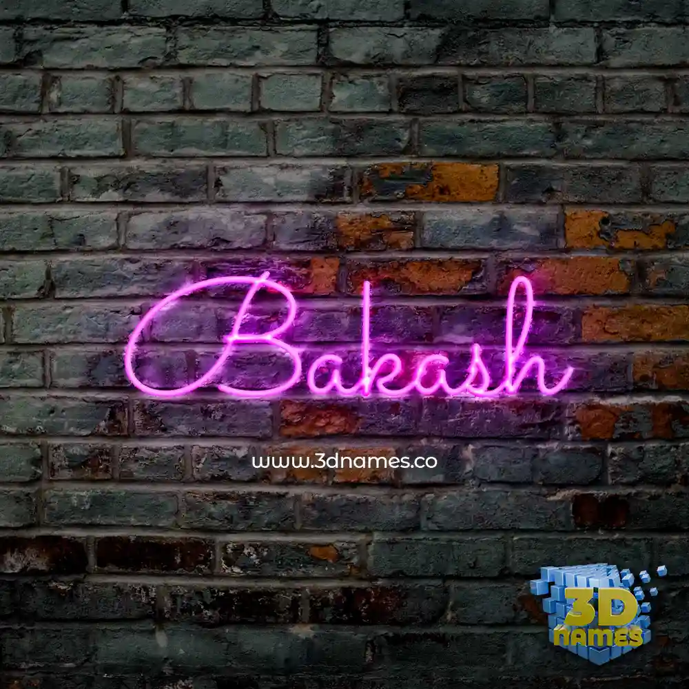 bakash in Pink Neon style - 3D name wallpaper
