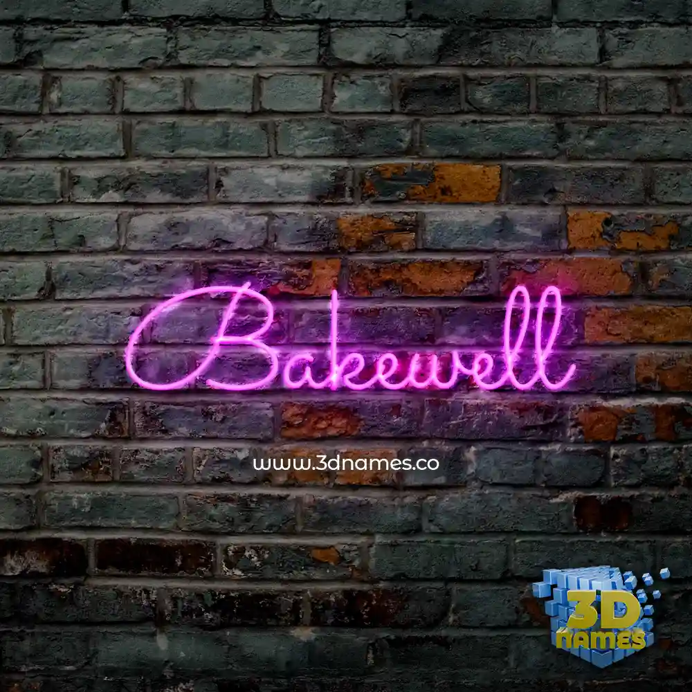bakewell in Pink Neon style - 3D name wallpaper