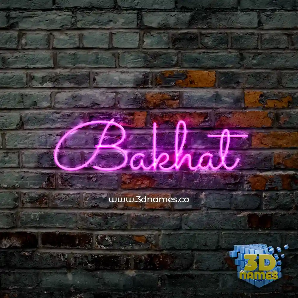 bakhat in Pink Neon style - 3D name wallpaper