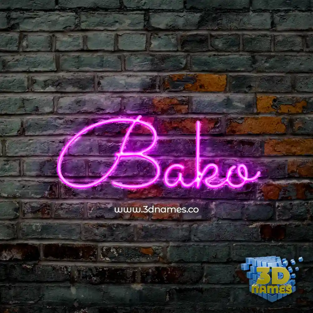 bako in Pink Neon style - 3D name wallpaper