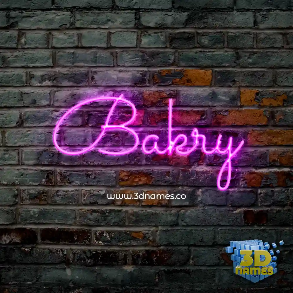 bakry in Pink Neon style - 3D name wallpaper