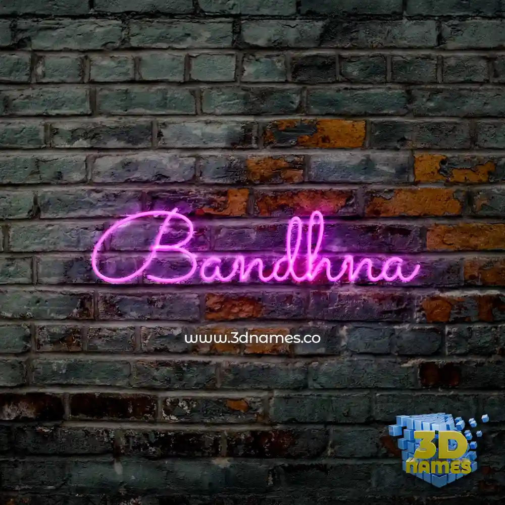 bandhna in Pink Neon style - 3D name wallpaper