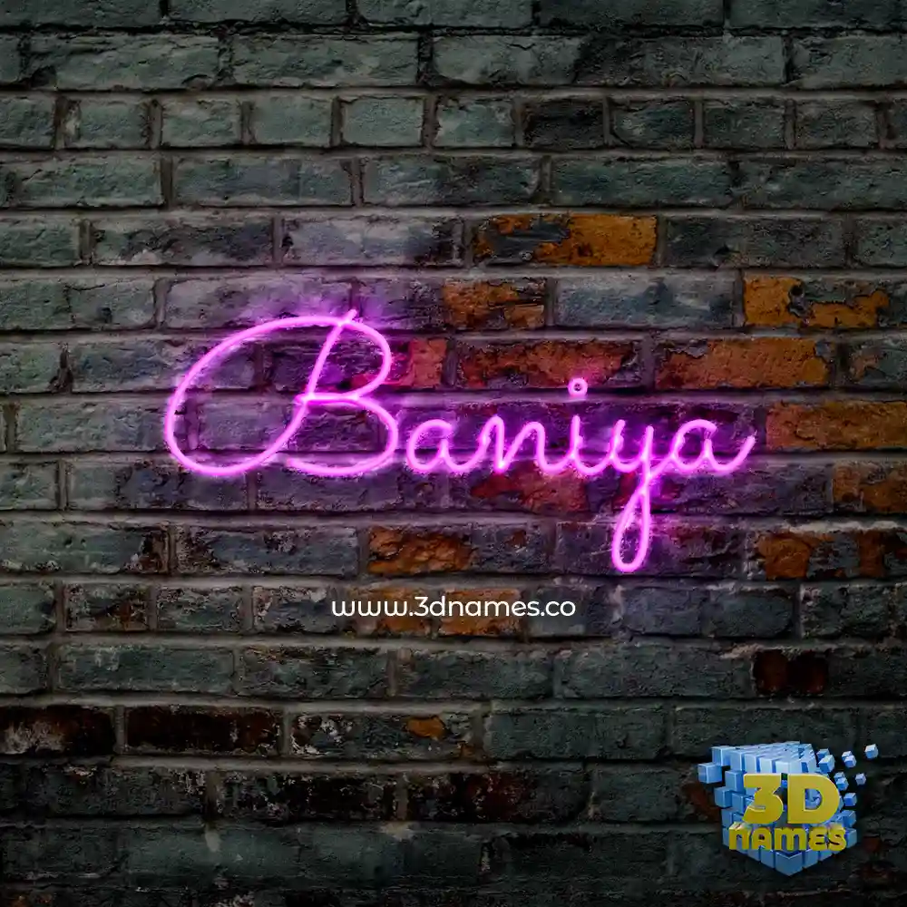 baniya in Pink Neon style - 3D name wallpaper
