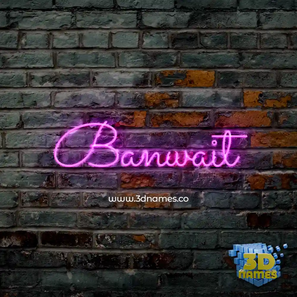 banwait in Pink Neon style - 3D name wallpaper