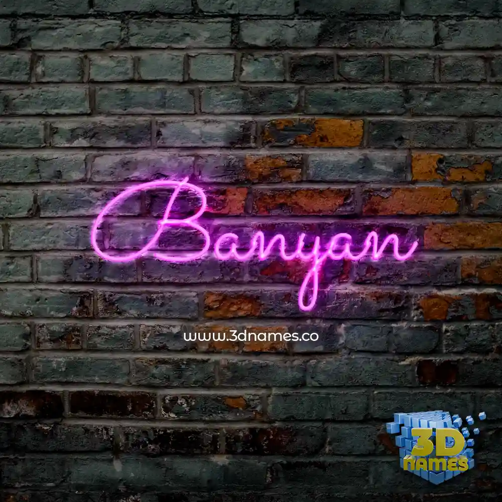 banyan in Pink Neon style - 3D name wallpaper