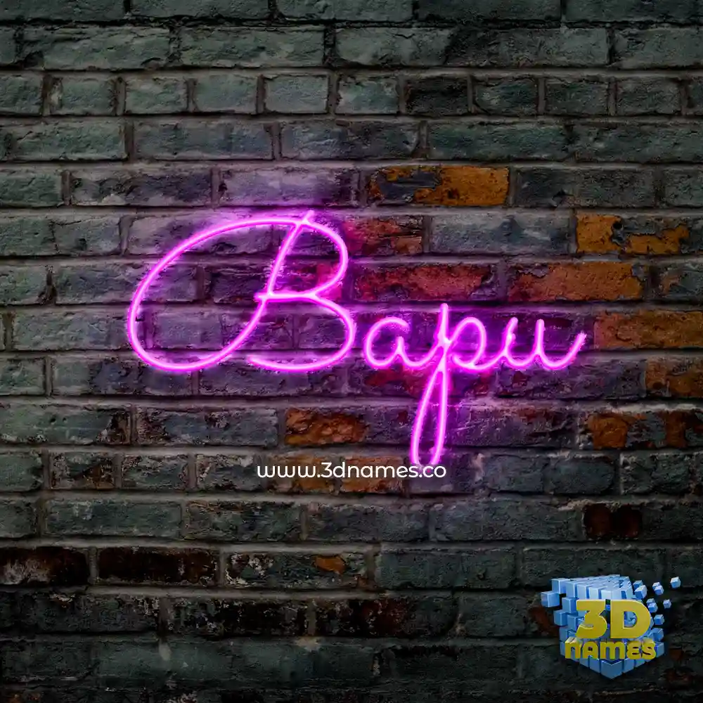 bapu in Pink Neon style - 3D name wallpaper