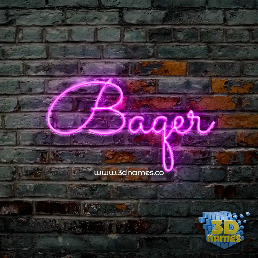 baqer in Pink Neon style - 3D name wallpaper