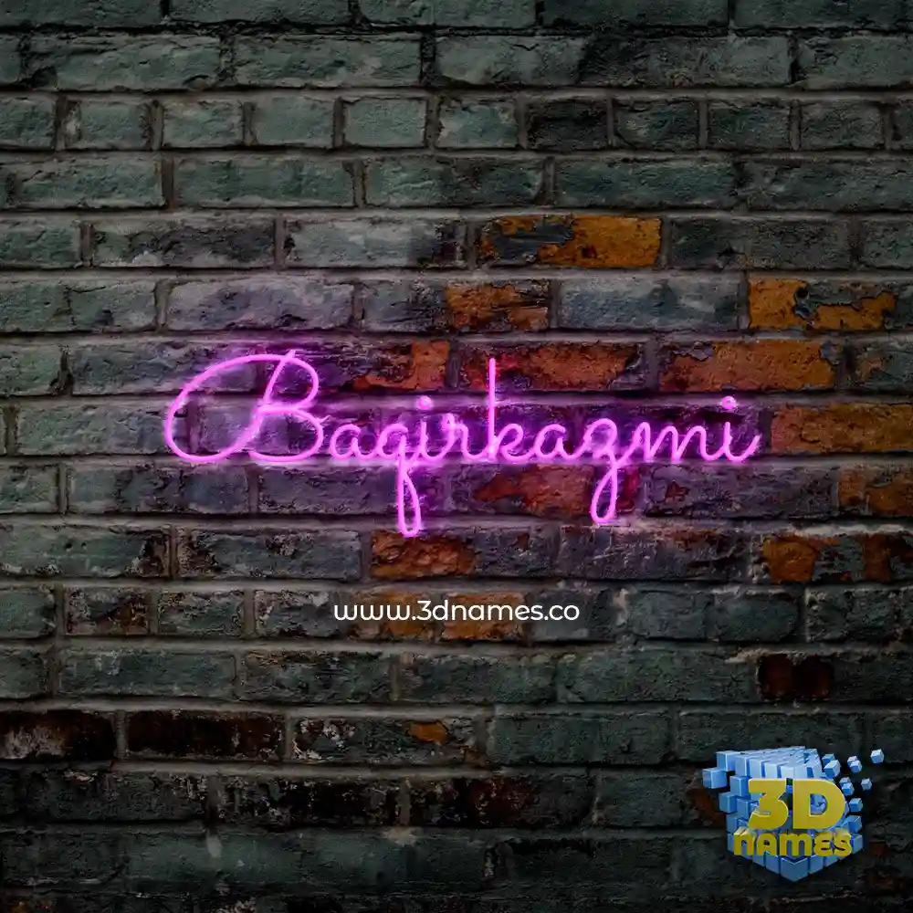 baqirkazmi in Pink Neon style - 3D name wallpaper