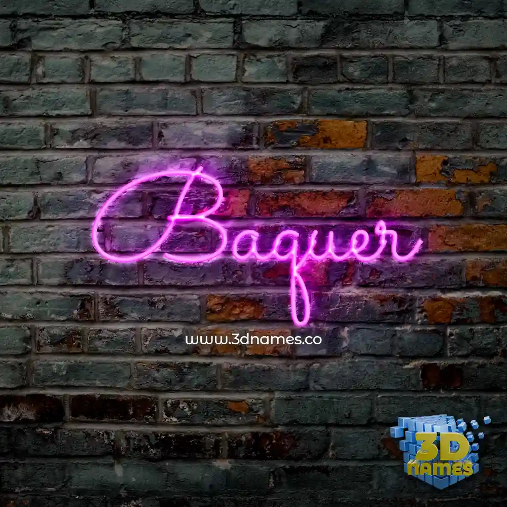 baquer in Pink Neon style - 3D name wallpaper