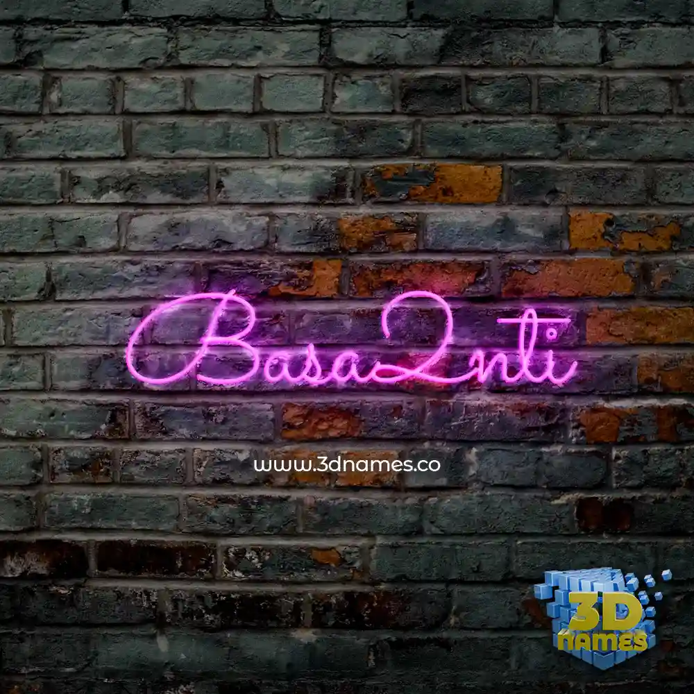 basa2nti in Pink Neon style - 3D name wallpaper