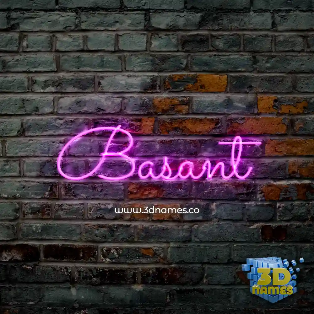 basant in Pink Neon style - 3D name wallpaper