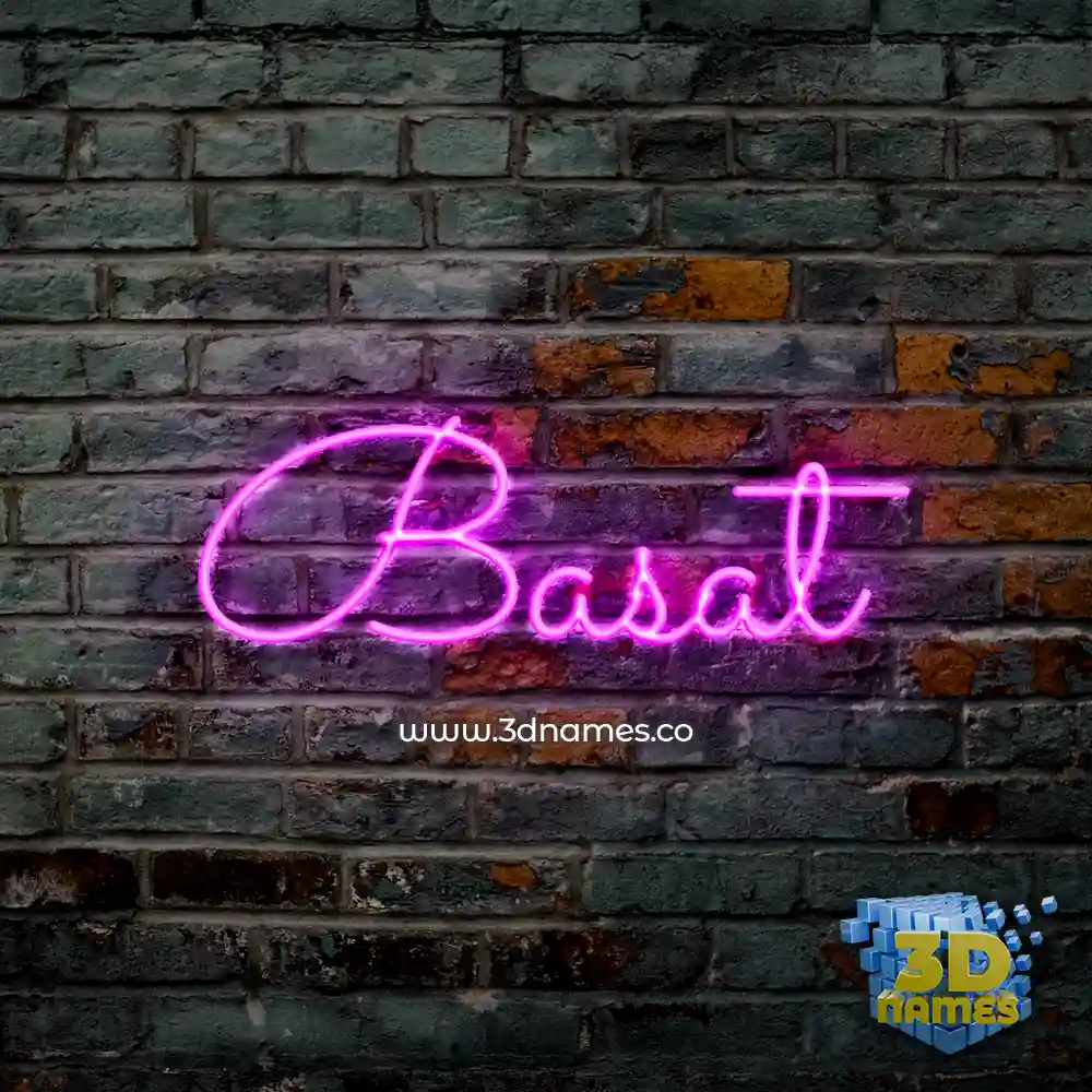 basat in Pink Neon style - 3D name wallpaper