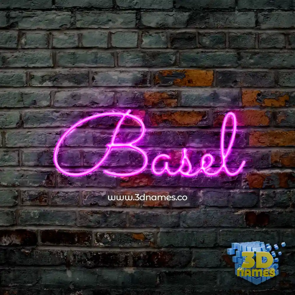 basel in Pink Neon style - 3D name wallpaper