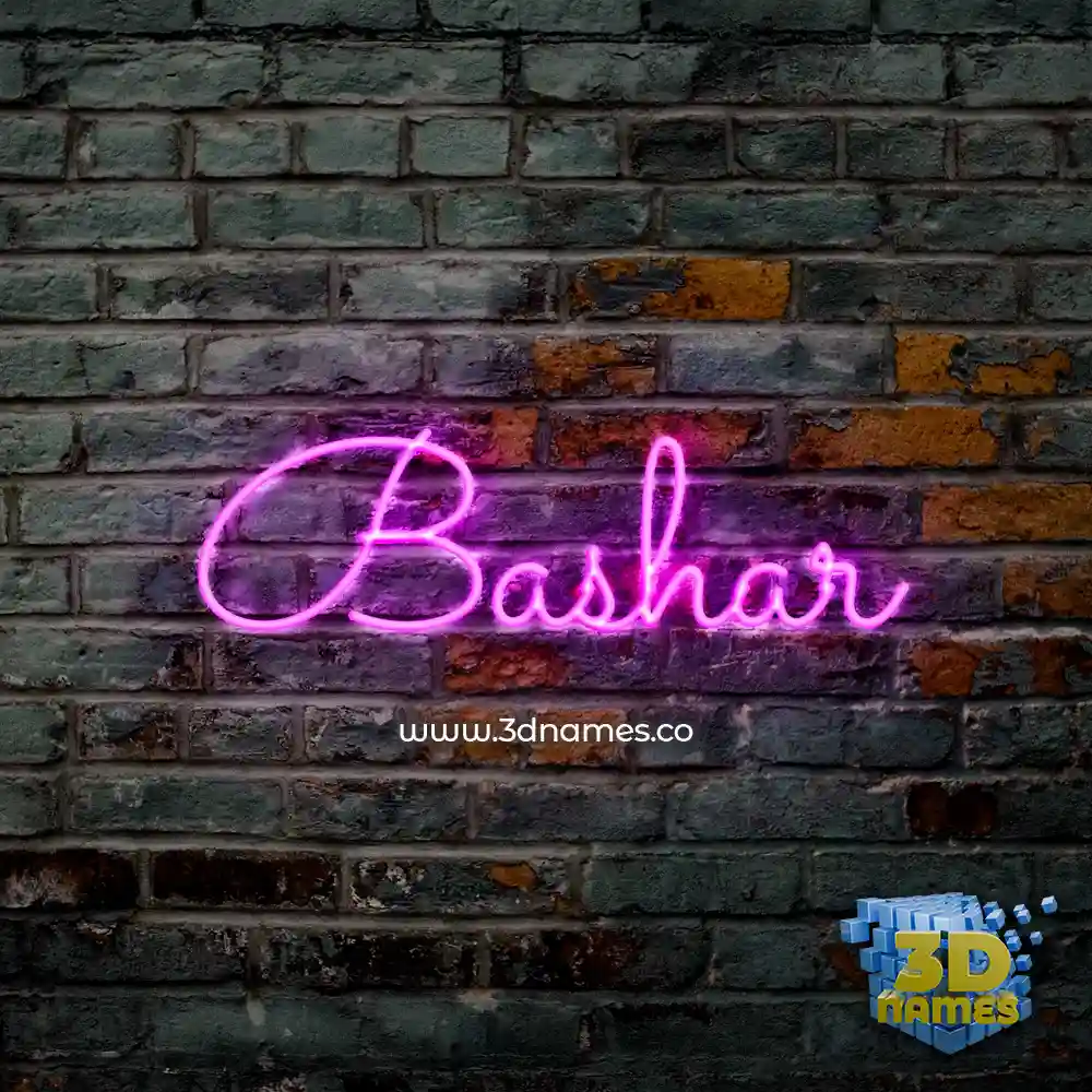 bashar in Pink Neon style - 3D name wallpaper