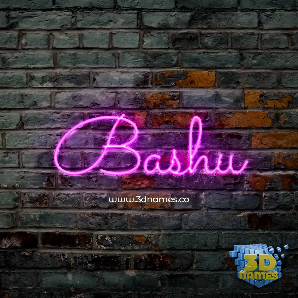bashu in Pink Neon style - 3D name wallpaper
