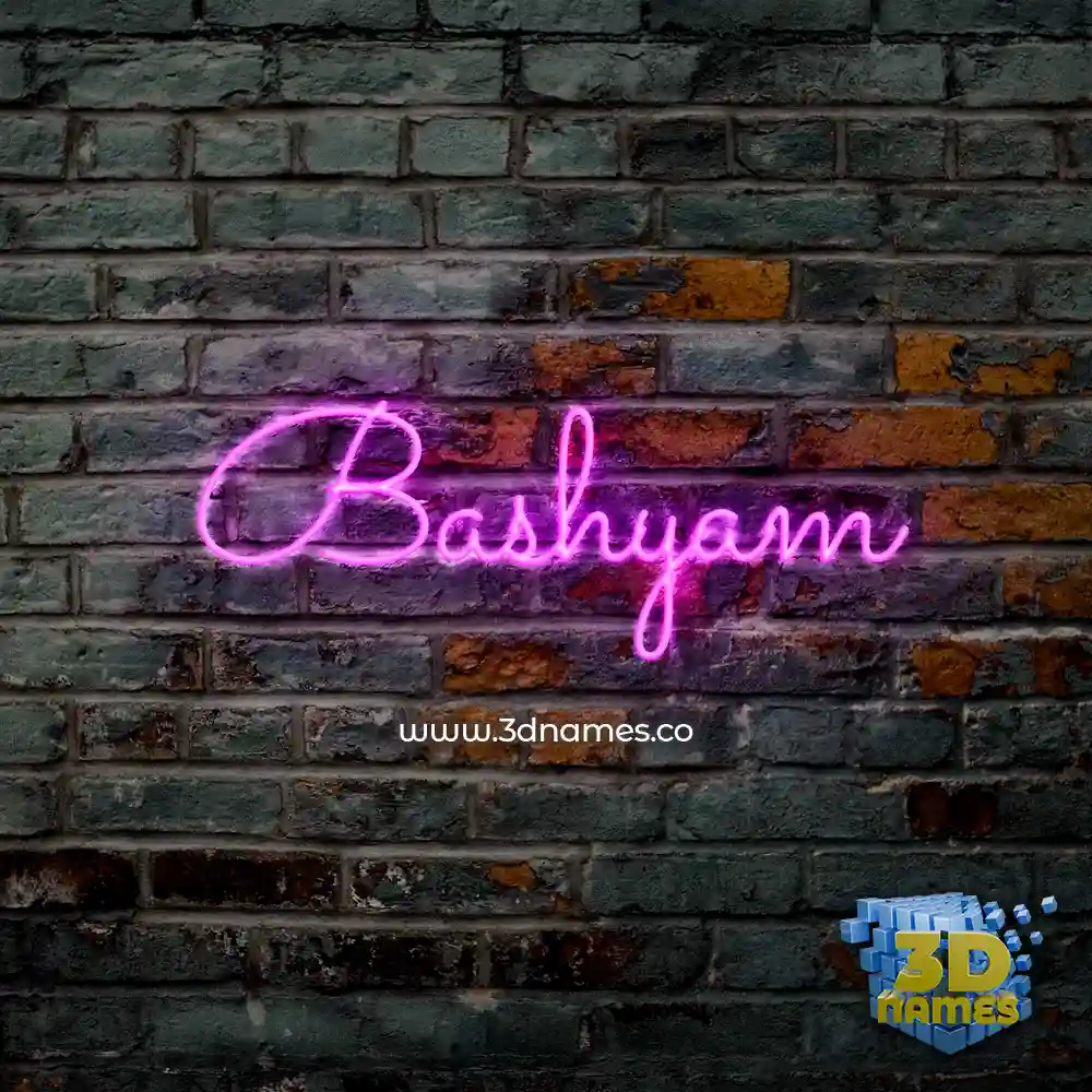 bashyam in Pink Neon style - 3D name wallpaper