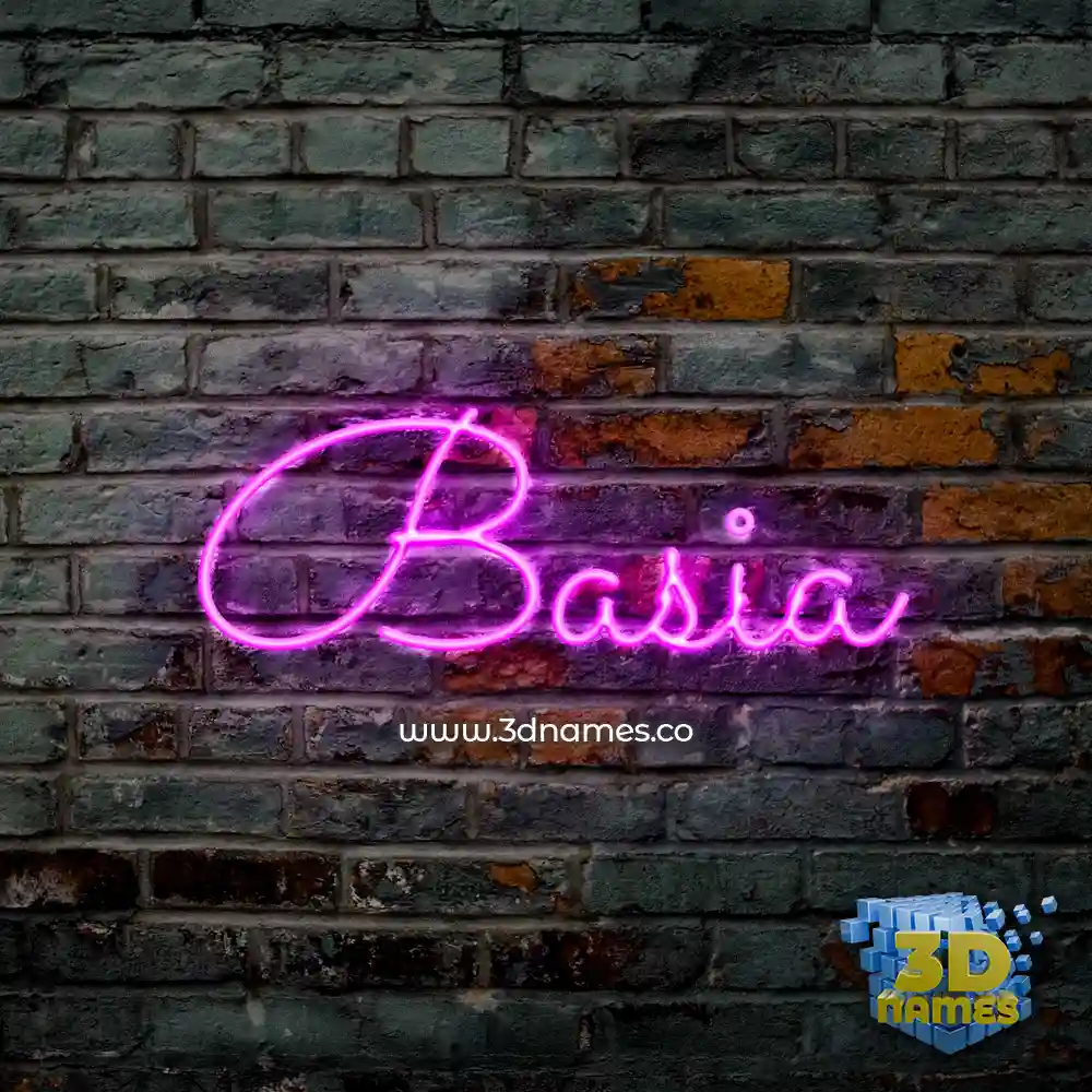 basia in Pink Neon style - 3D name wallpaper