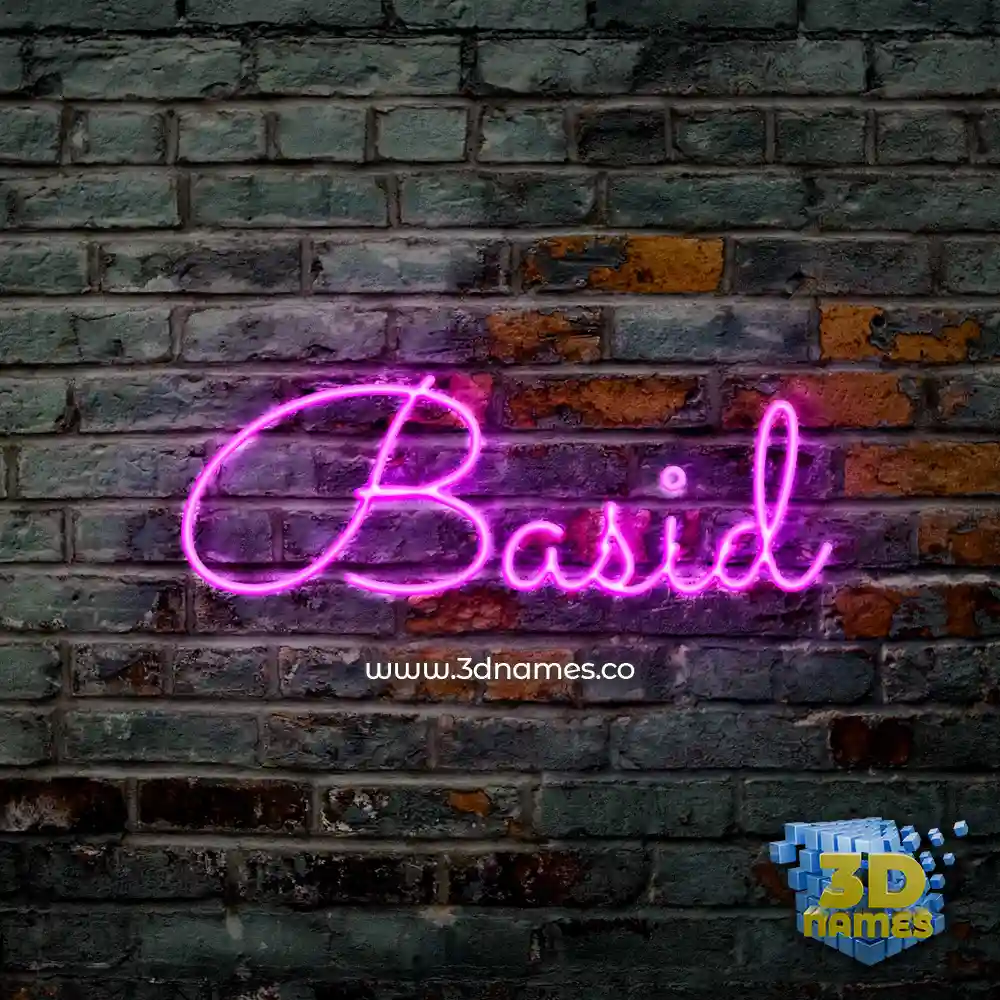 basid in Pink Neon style - 3D name wallpaper