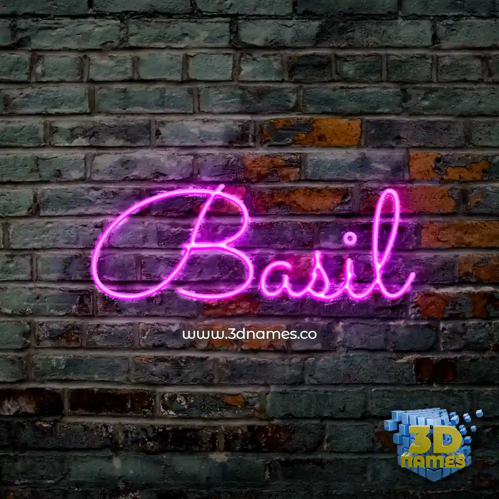 basil in Pink Neon style - 3D name wallpaper