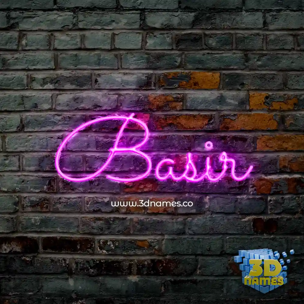 basir in Pink Neon style - 3D name wallpaper