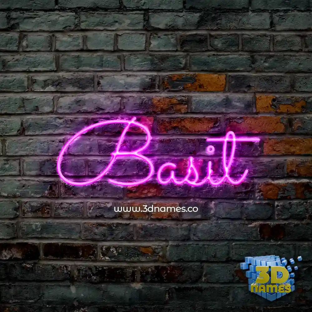 basit in Pink Neon style - 3D name wallpaper